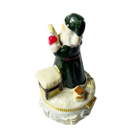 Santa Christmas Hand Painted Porcelain Trinket Box Reading all the Letters - Picture 3 of 9